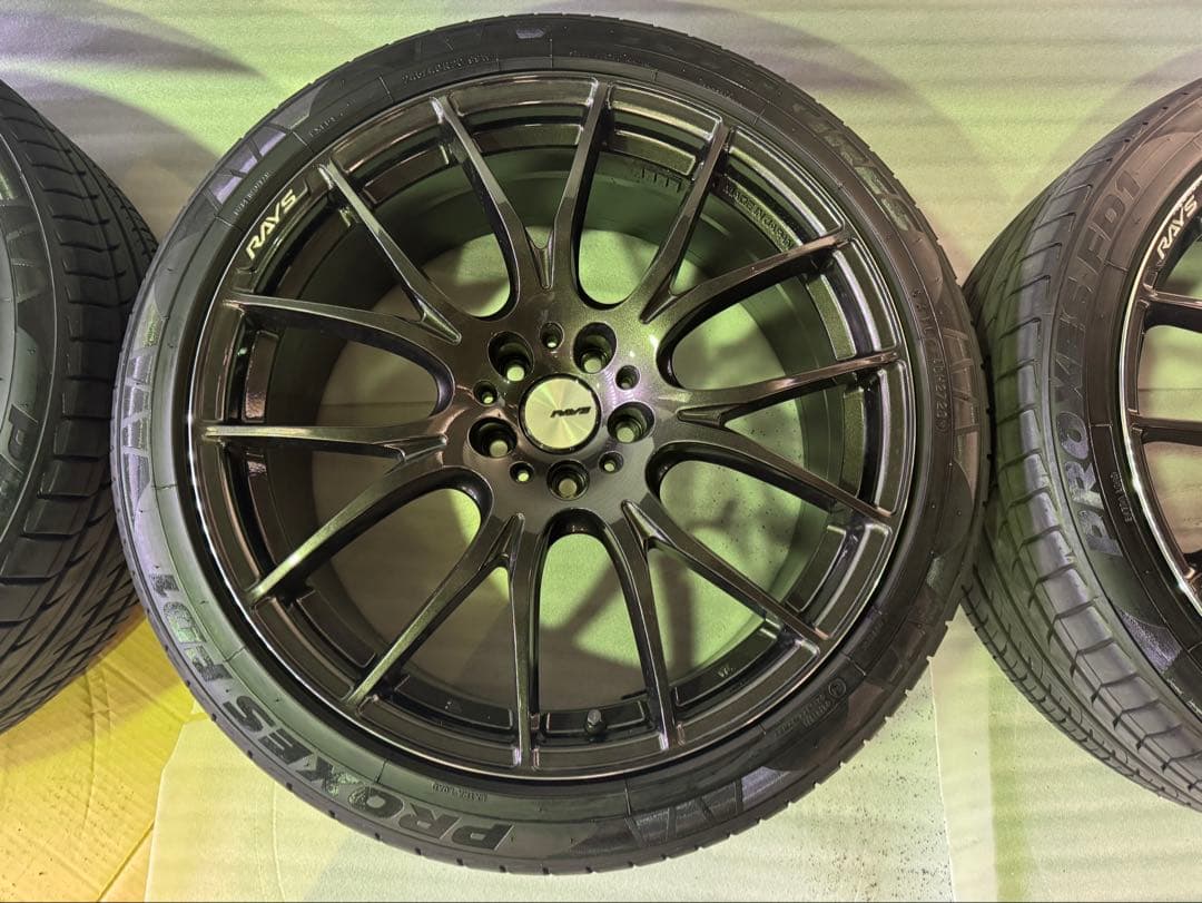 送料込み20インチ ブラック スポークホイールセット Rays ロックナット付き