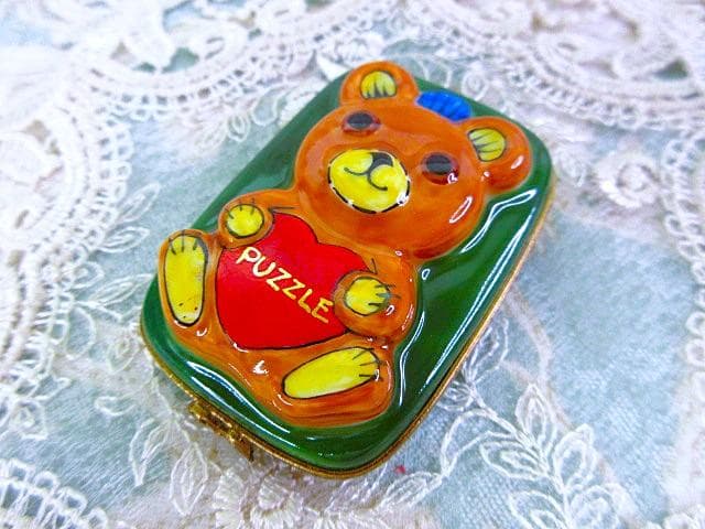 フランス　リモージュ　ボックス　☆テディベア　パズル　Limoges box