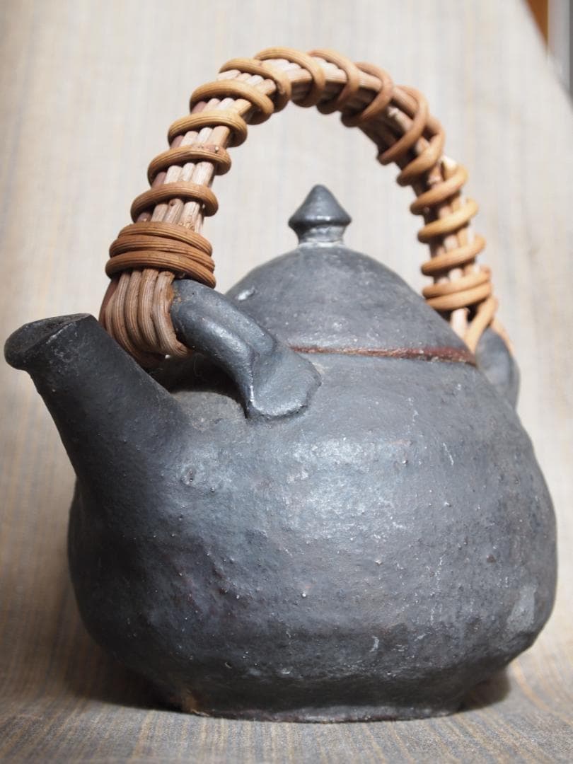 人気作家★加地学【師：森岡成好】★窯変黒土瓶