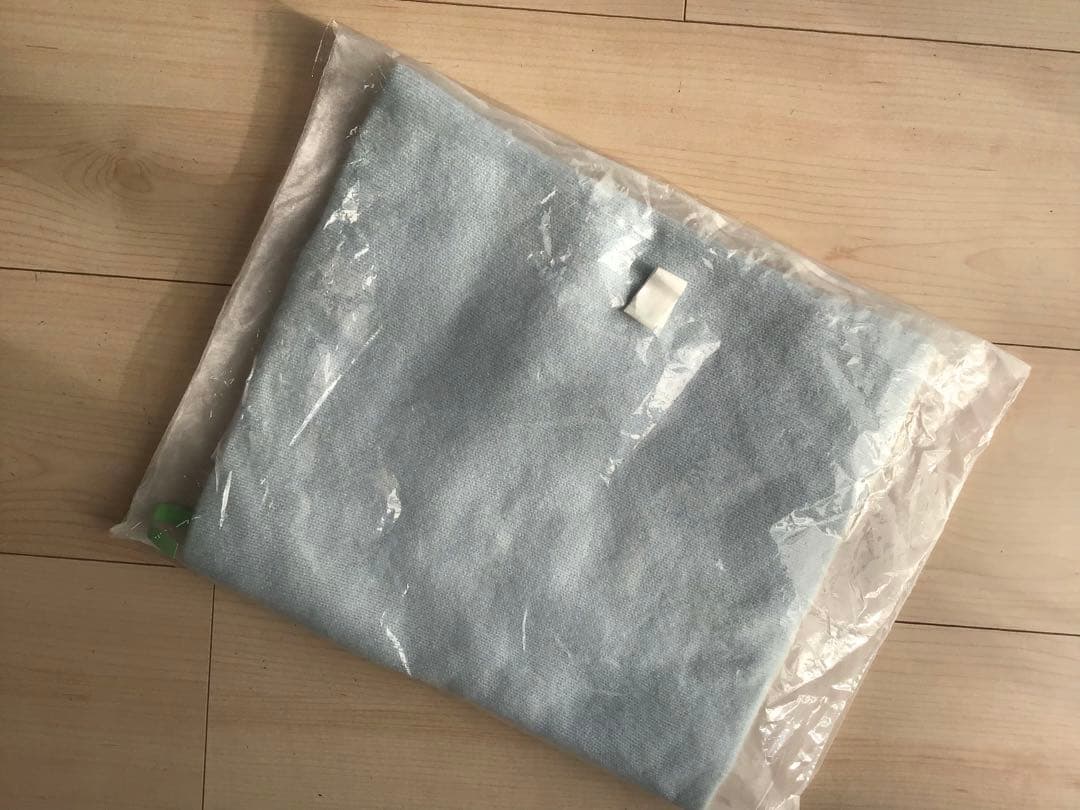 未使用に近いUTOカシミヤ100%リバーシブルネックウォーマー水色白スヌード