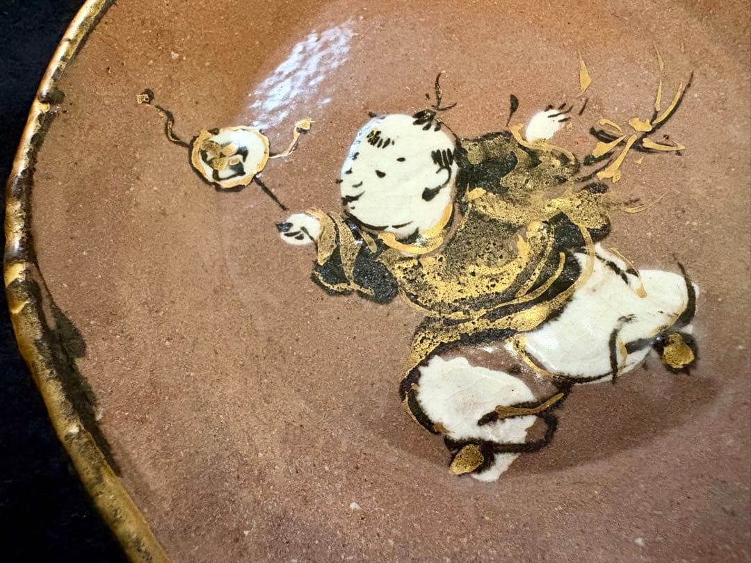 ❤️美品　村田陶苑(八塔亭ニ寧) 作家　手書き　小皿　童子　金彩　2セット