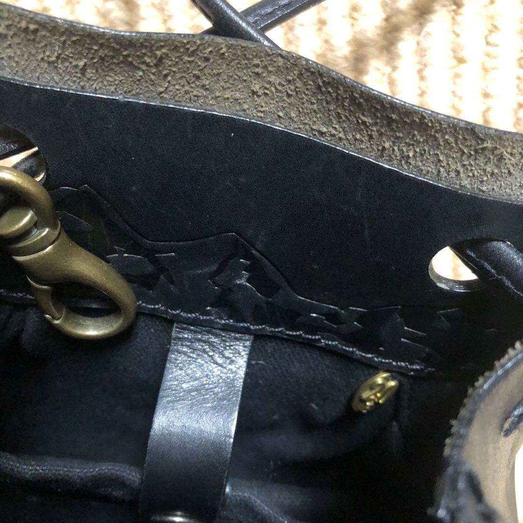 エバゴス オイルレザー 巾着型 ショルダーバッグ 20周年チャーム ebagos