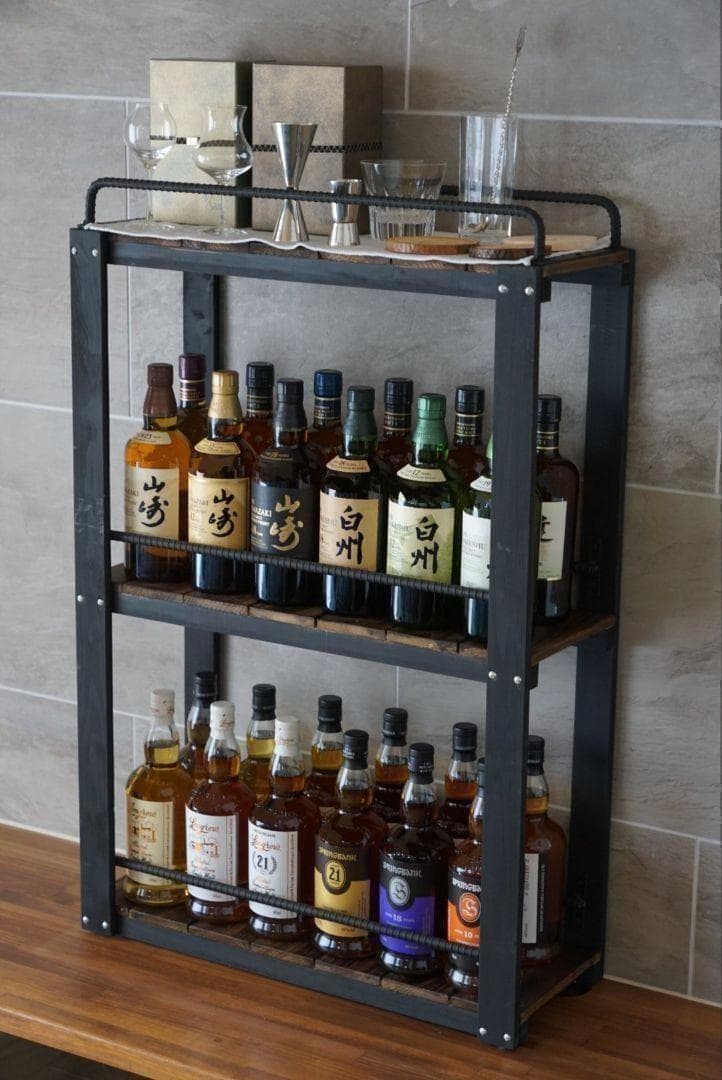 ウィスキーラック　男前インテリア　棚　インダストリアル　収納　お酒　多肉 115
