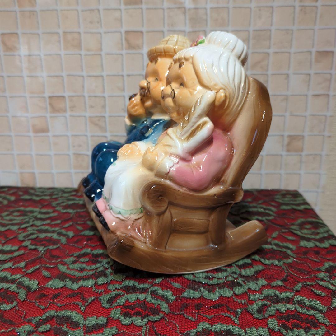 加藤工芸・おじいさんとおばあさんの陶器貯金箱置物・加藤工芸・年代物・当時物