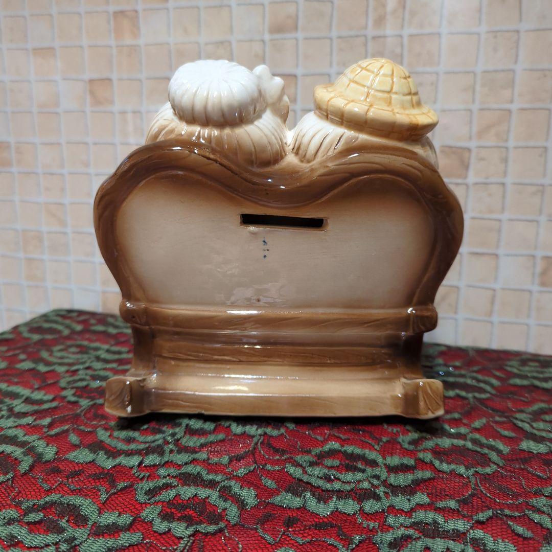 加藤工芸・おじいさんとおばあさんの陶器貯金箱置物・加藤工芸・年代物・当時物