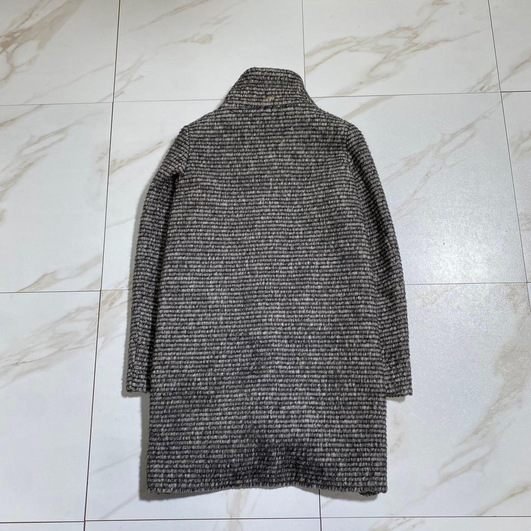 美品♡HERNO モヘヤウール シャギー 比翼ステンカラーコート 厚手生地