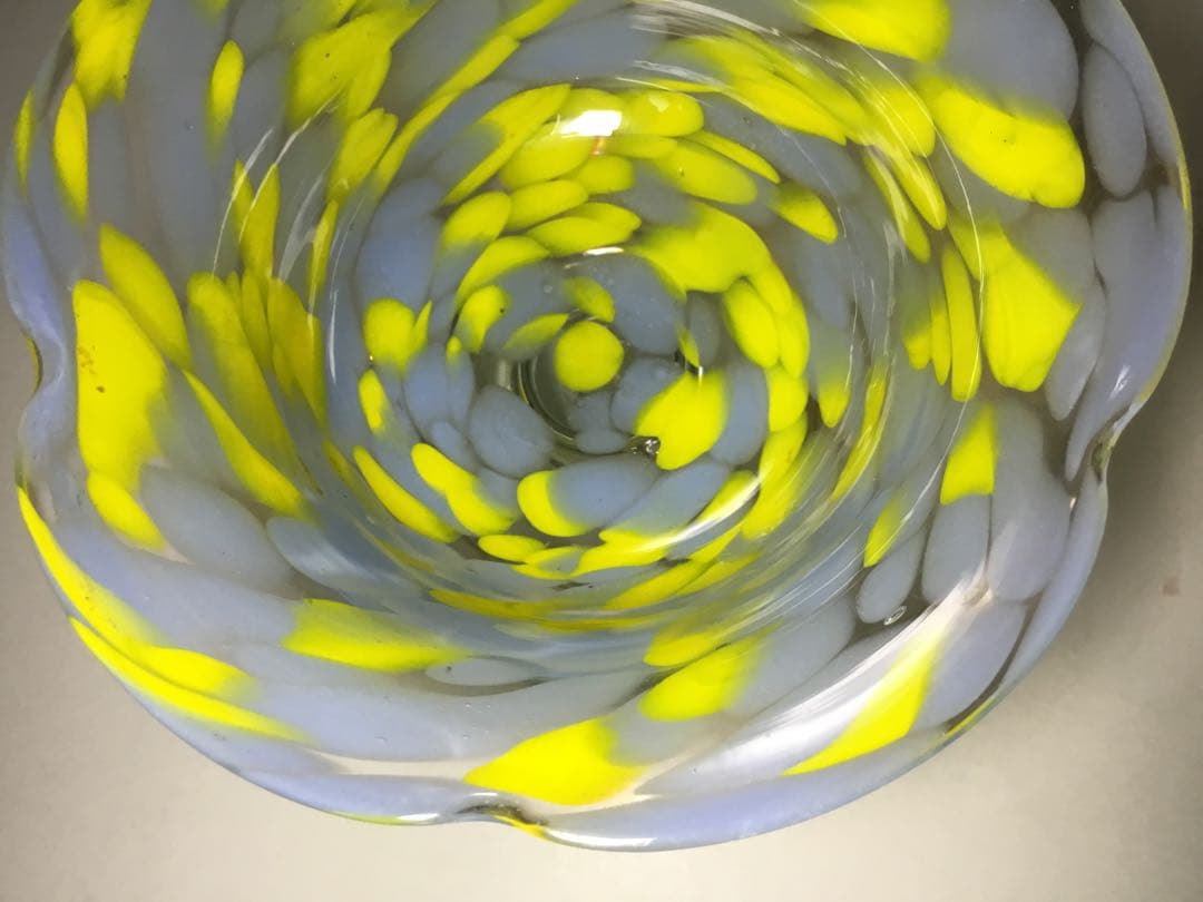 氷コップ◆２色 / グレー黄色◆輪花 戦前 大正ロマン かき氷 アンティーク