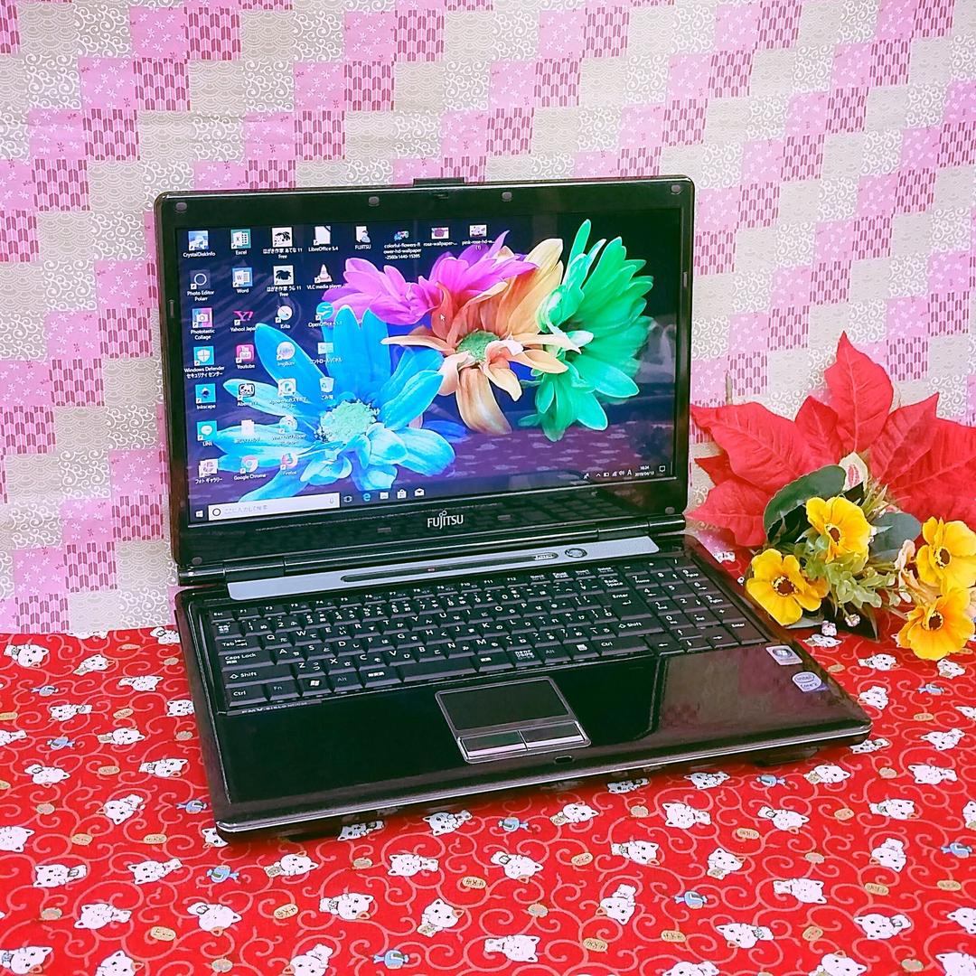 富士通 PC HDD大容量320GBを搭載！ブラックノートパソコン!Win10