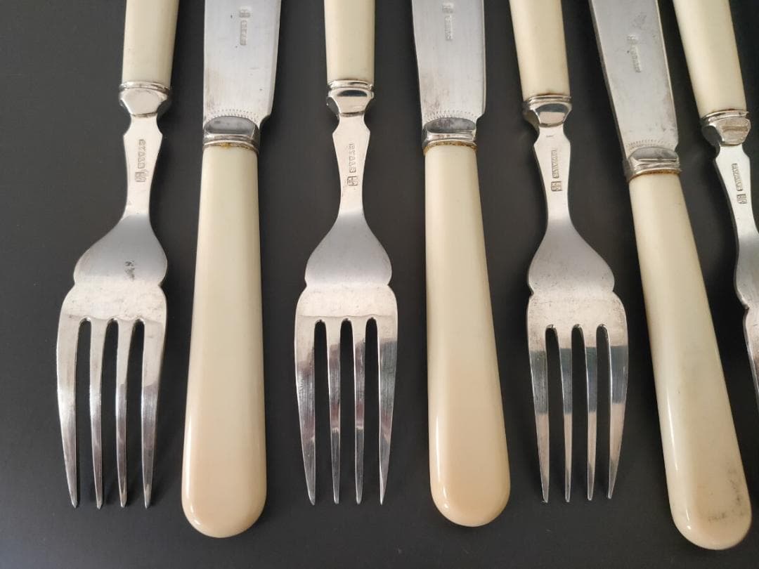 英国ヴィンテージ シルバープレート ナイフ フォーク 10本set (L10)
