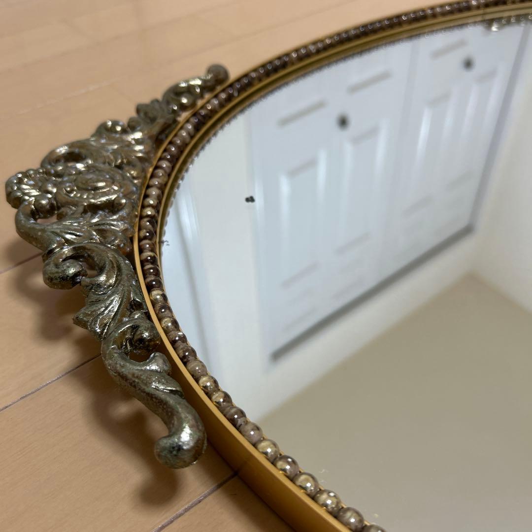 ★vintageミラー鏡アンティーク調 ウォールミラー 壁掛け 楕円大型 美容室