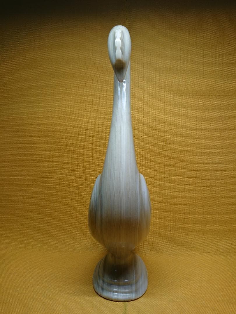 【美品】スワン　白鳥　天然石　彫刻　インテリア　置物　工芸品　美術品　A1394