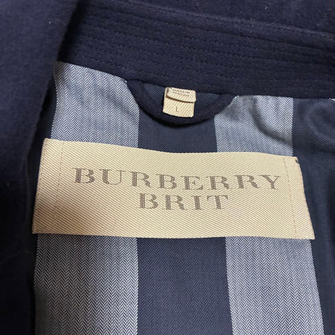 バーバリーブリッド　ピーコート　ノバチェック　ネイビー　Lサイズ　三陽商会