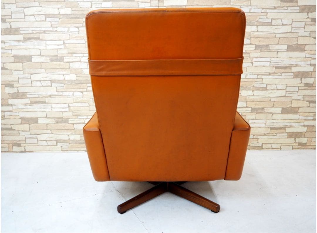 ビンテージVatne北欧バットネ　オットマン付本革1人掛けソファ