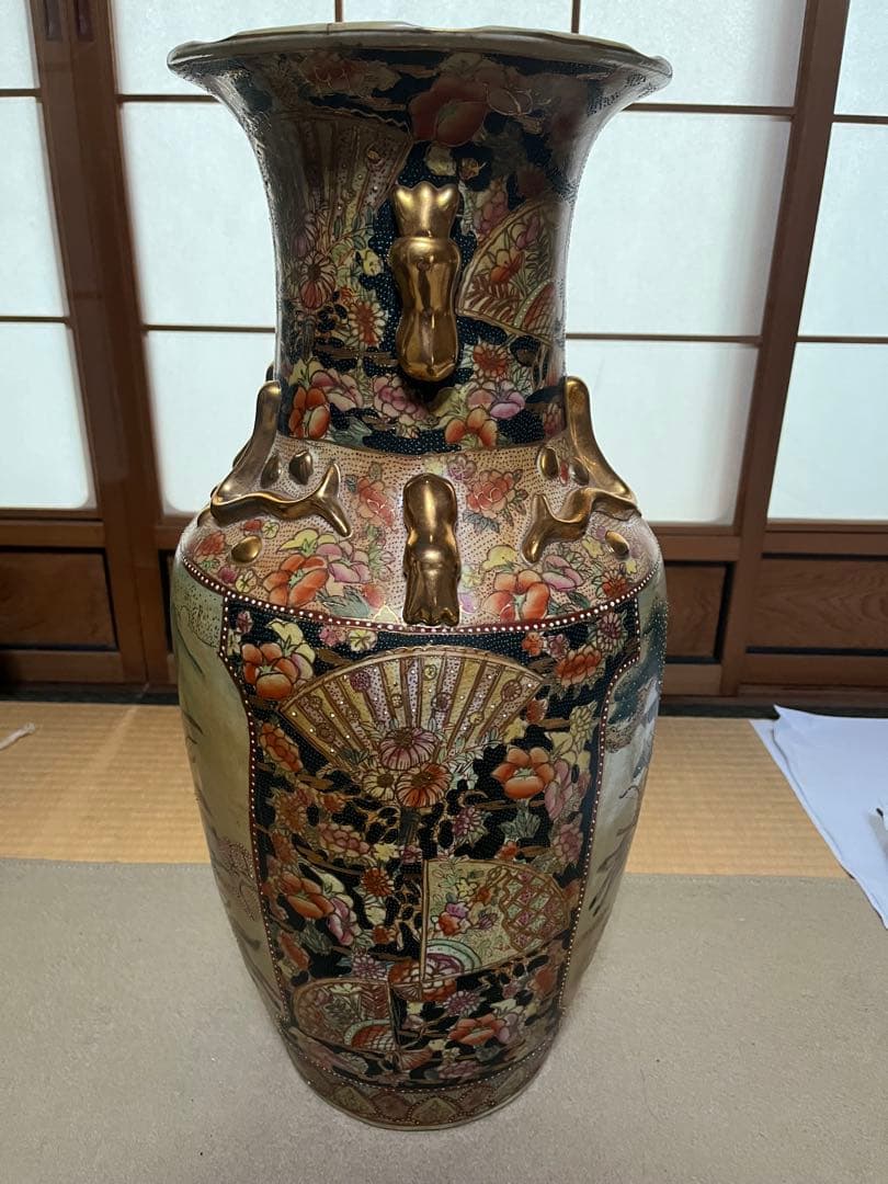金色装飾の広口花瓶 約60cm 中國製造