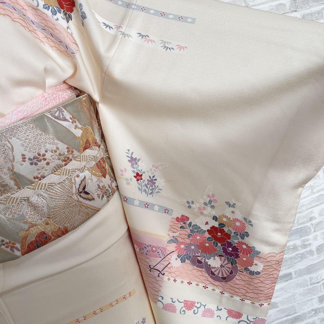 訪問着　フルセット　花ぐるま　金彩加工　華やか　入学式　卒業式　着物　I8