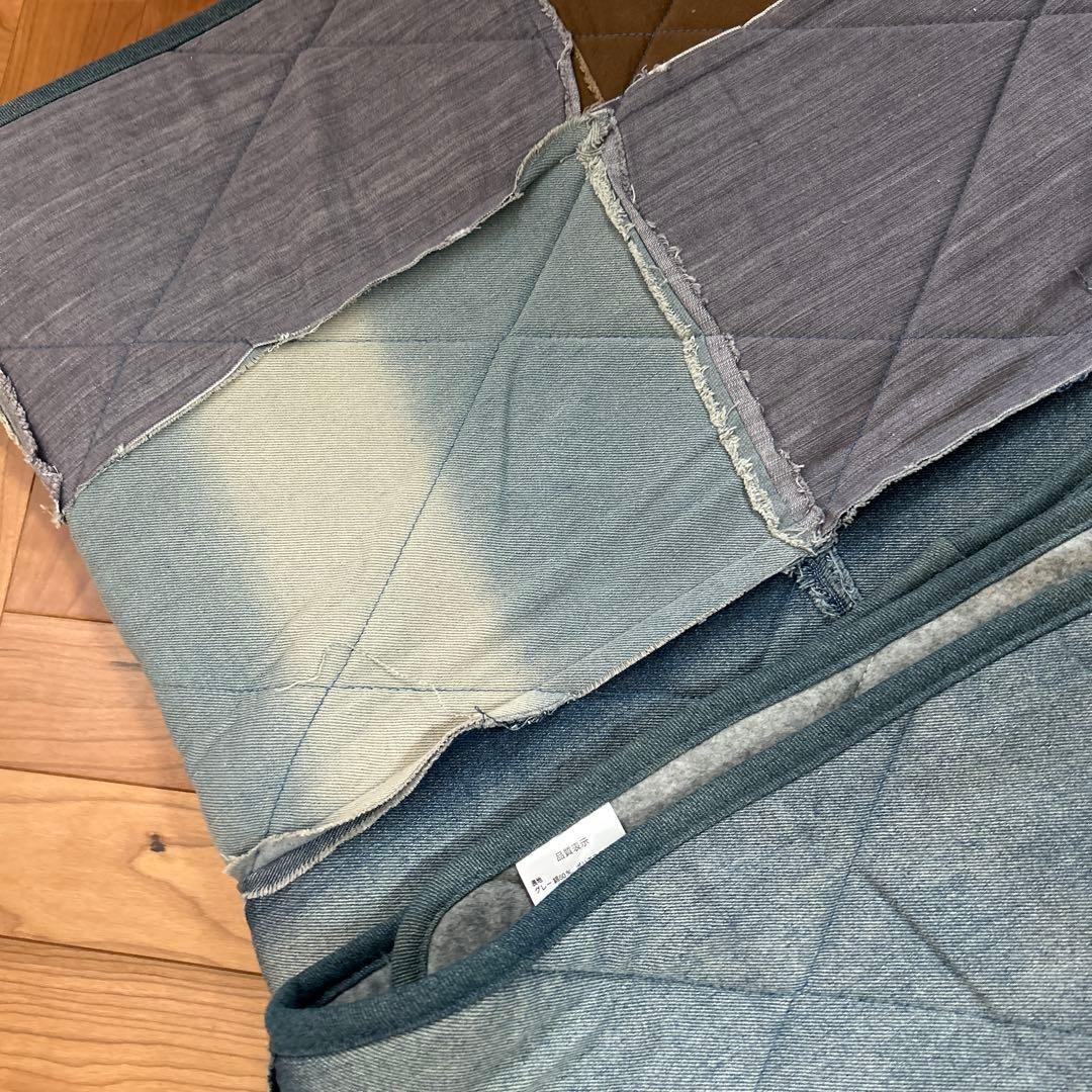 ヴェント キルトデニム風 ラグ＆パッチワークデニムブロックマルチカバー まとめて