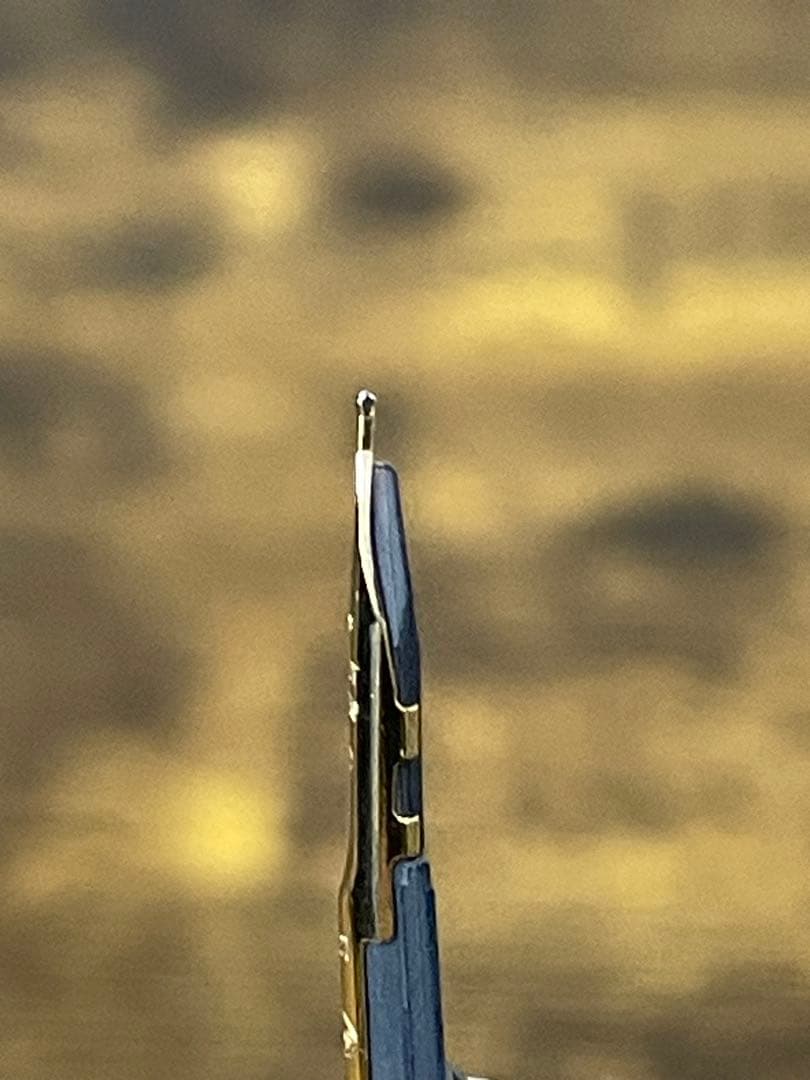 筆記確認＆洗浄済　ディープブルー×ゴールド 18金　細字　キャップレス　万年筆