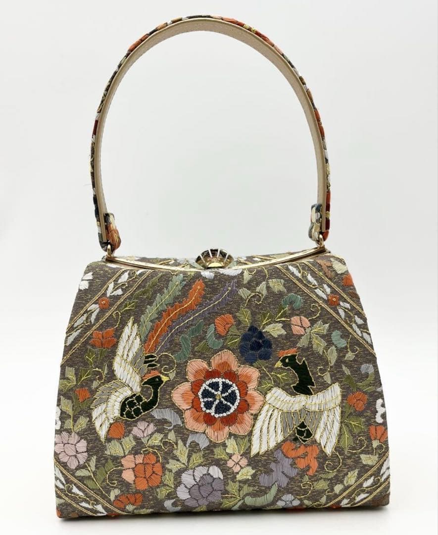 美品 高級 和装小物 蘇州刺繍 ハンドバッグ 草履セット フォーマル 中国刺繍