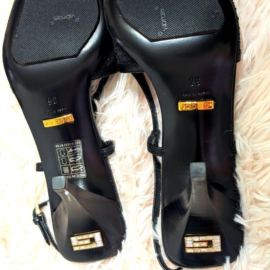 定価13万80%オフ☆GUCCI スリングバックパンプス GGラインストーン