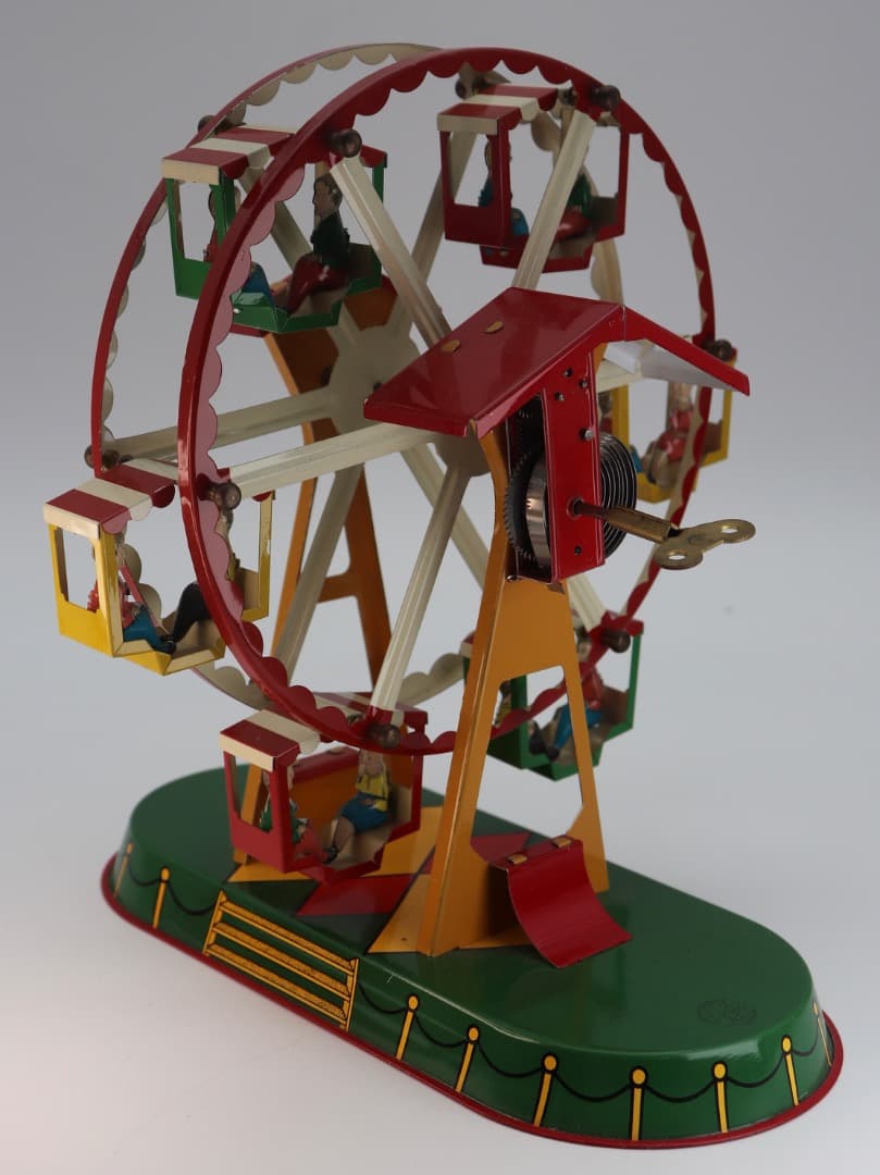 レアアイテム T＆W ドイツ製クロックワーク駆動、ブリキ製観覧車 約22cm