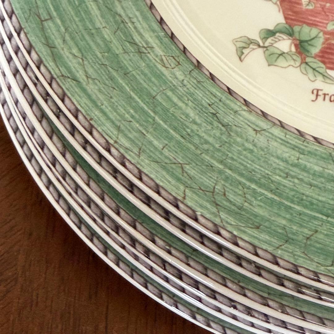 【美品】英国製　ウェッジウッド★サラズガーデン★グリーンデザート皿　6枚