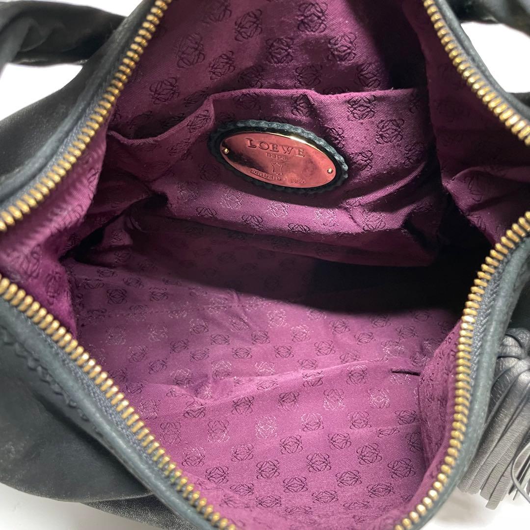 Y*K様 LOEWE ブラック　ナッパレザー ワンショルダーバッグ タッセル付き