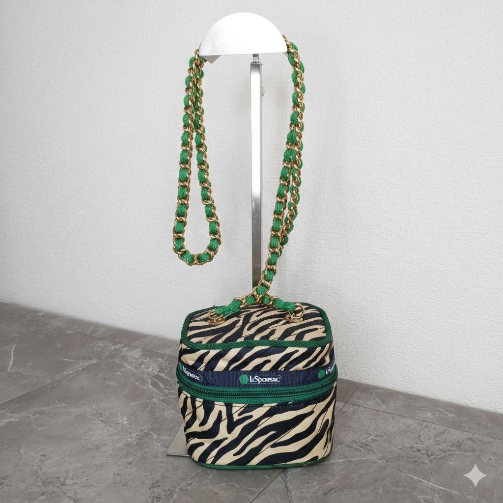 極美品 希少☆レスポートサック ゼブラ柄 チェーン バニティ ショルダーバッグ