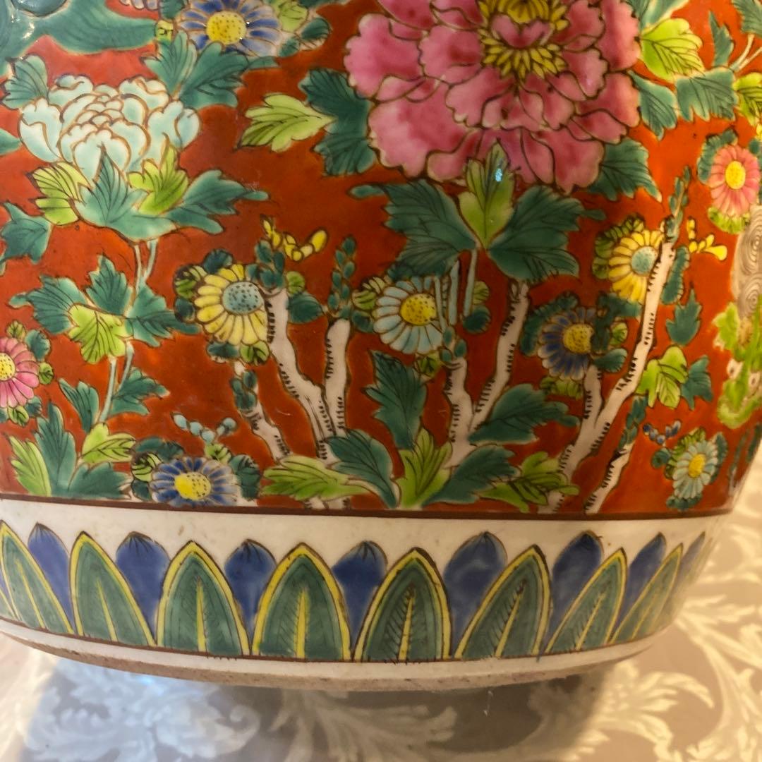 色絵唐獅子牡丹火鉢31cm37cm