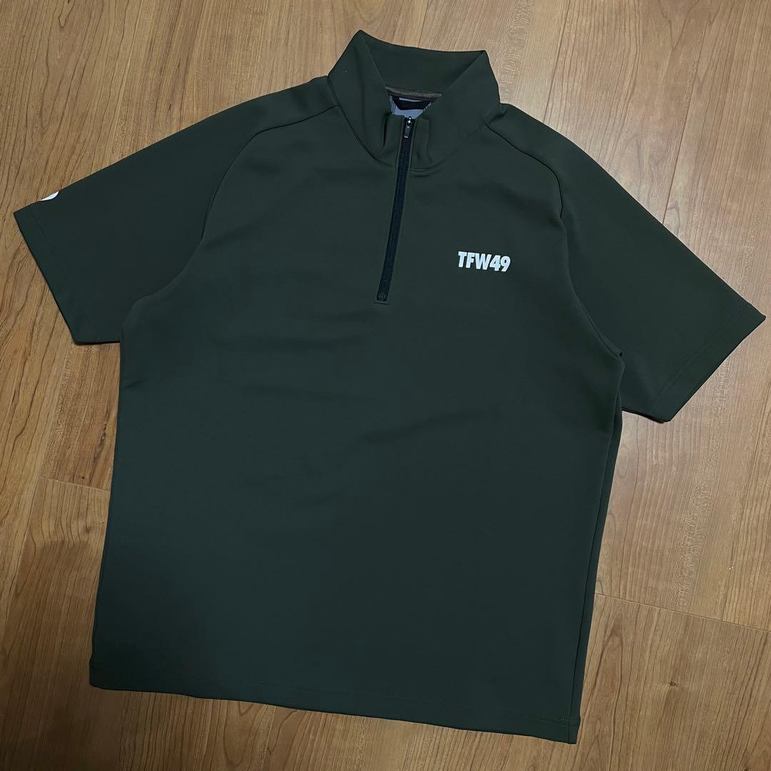 TFW49 ハーフジップ　モックネック　L ゴルフ　カーキ　Tシャツ