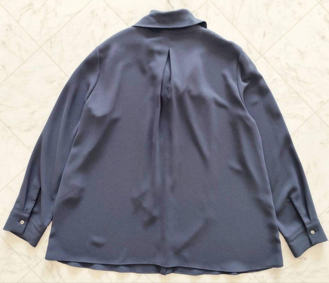 Theory luxe 洗える ボウタイ リボン ブラウス ネイビー