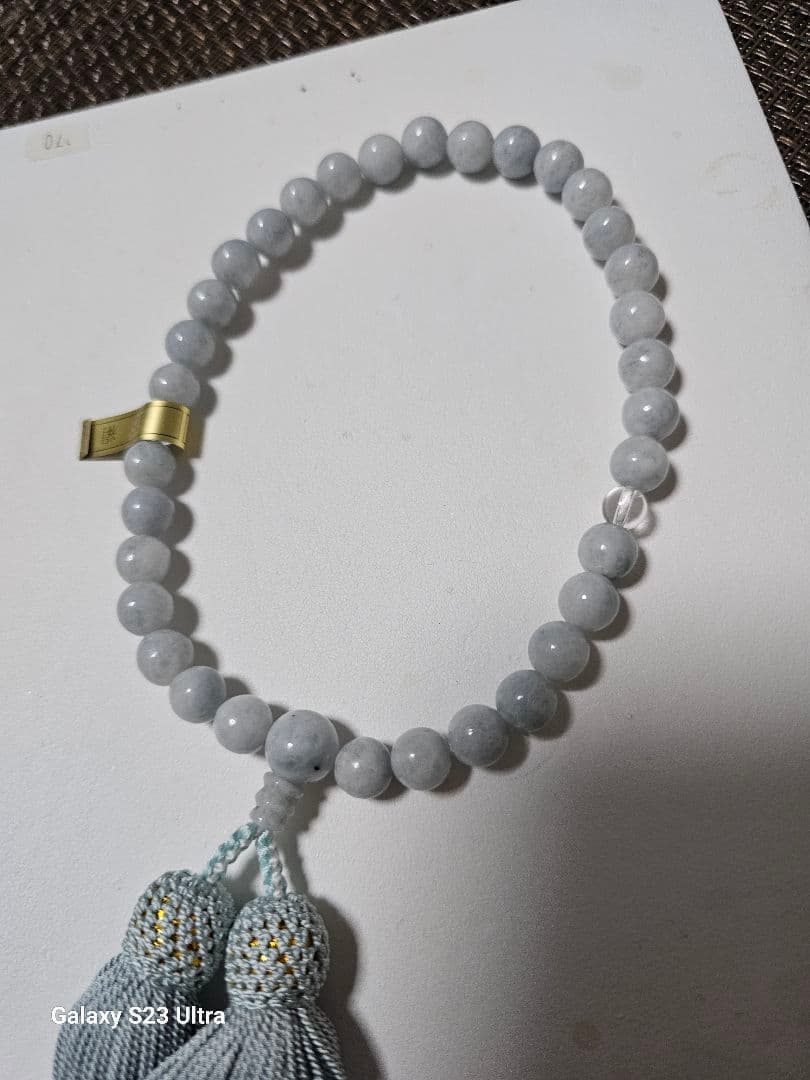 糸魚川青翡翠念珠８mm３３珠　産地証明書付き