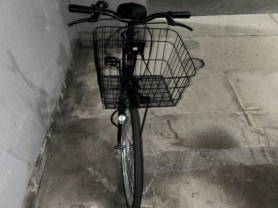 【ダースー】黒いシティサイクル 27インチ 前バスケット付き