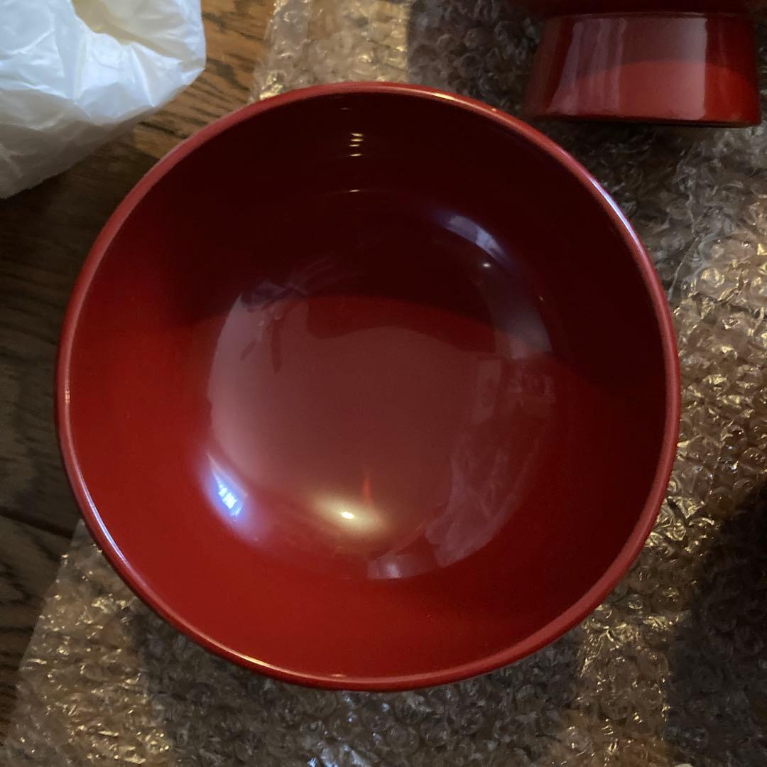 輪島塗　合鹿椀　朱塗り　十客セット　共木箱　未使用品