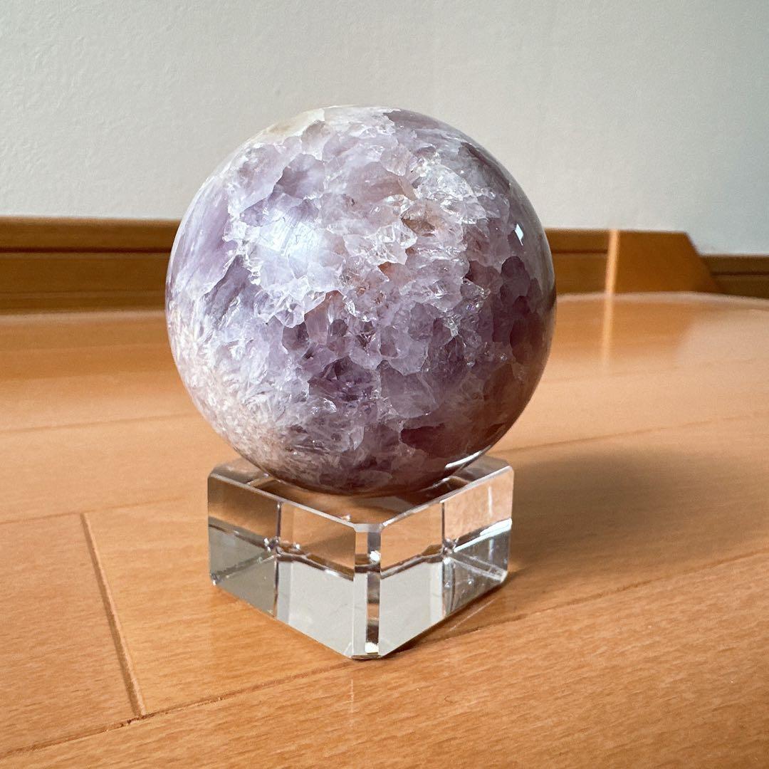 桜瑪瑙アメジスト共生　スフィア　丸玉　天然石