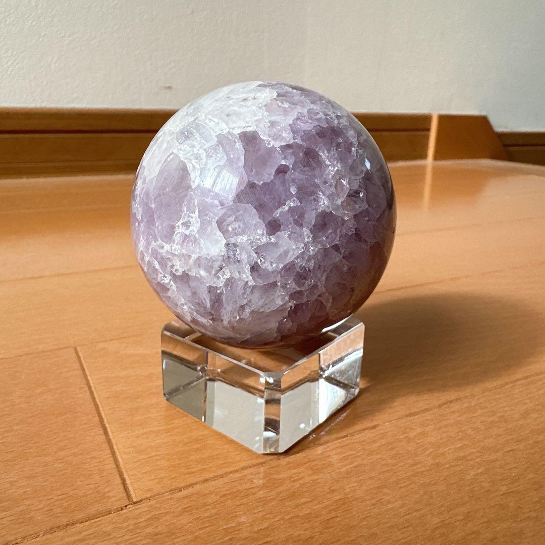 桜瑪瑙アメジスト共生　スフィア　丸玉　天然石