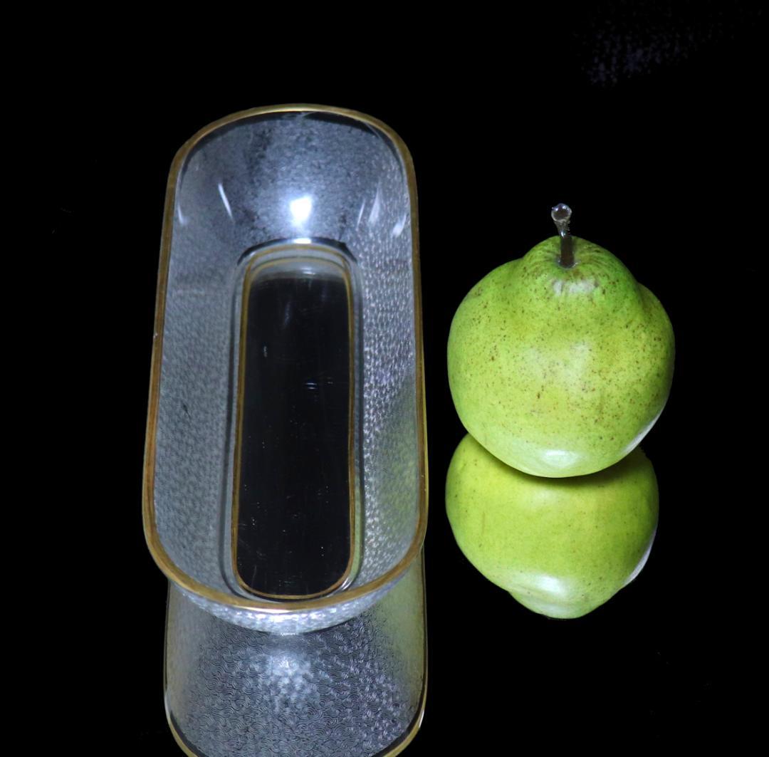 オールド・バカラ 珍品 春海商店特注青海波文金彩舟形鉢 24.6cm 懐石料理具