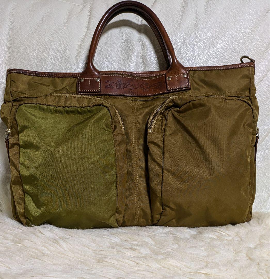 【レア】Felisi フェリージ 大きめビジネスバッグ カーキ2色使い