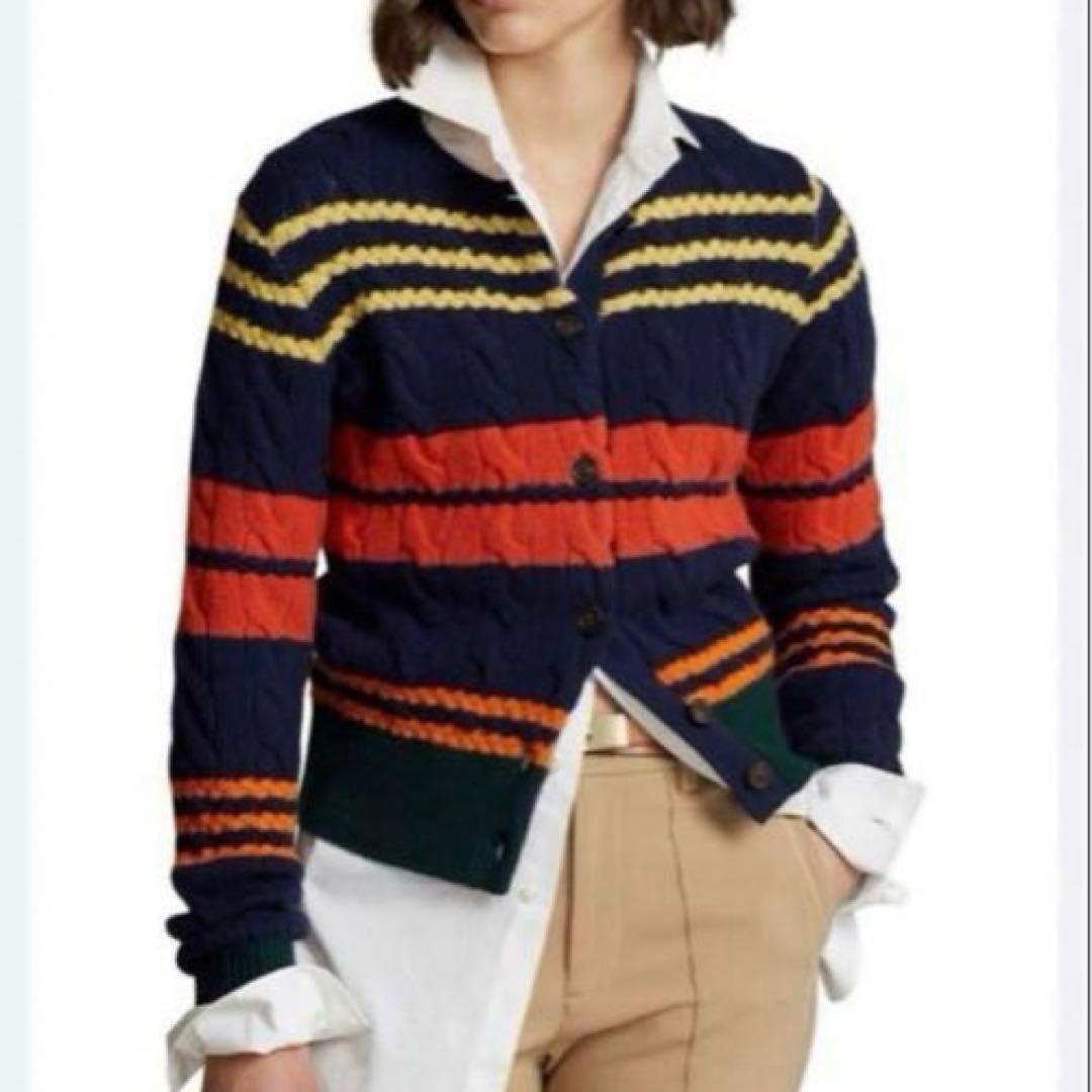 現行✨ポロラルフローレン　カシミヤ混マルチボーダーニットカーディガン芸能人着用M