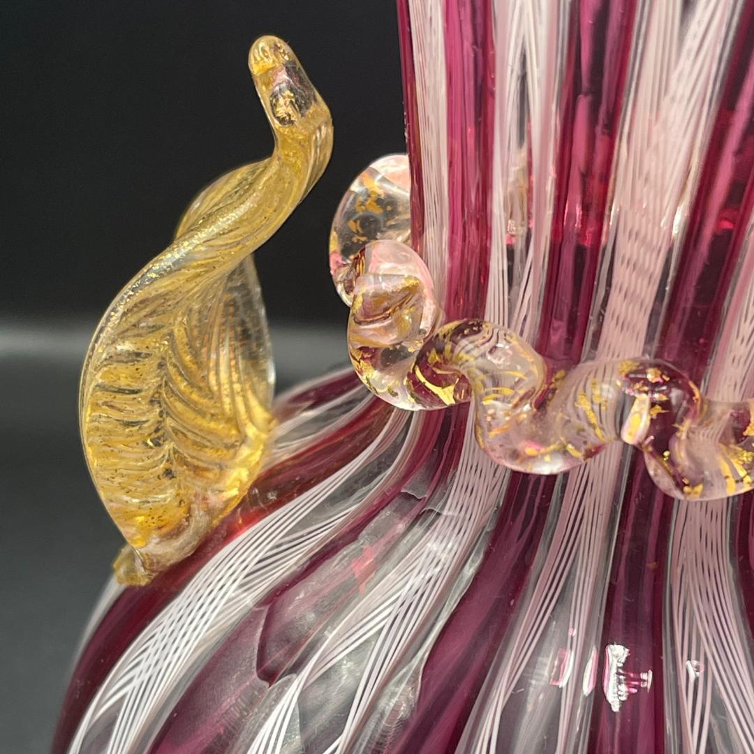 MURANO ムラーノ ベネチアンガラス 約20cmフラワーベース 花瓶 ピンク