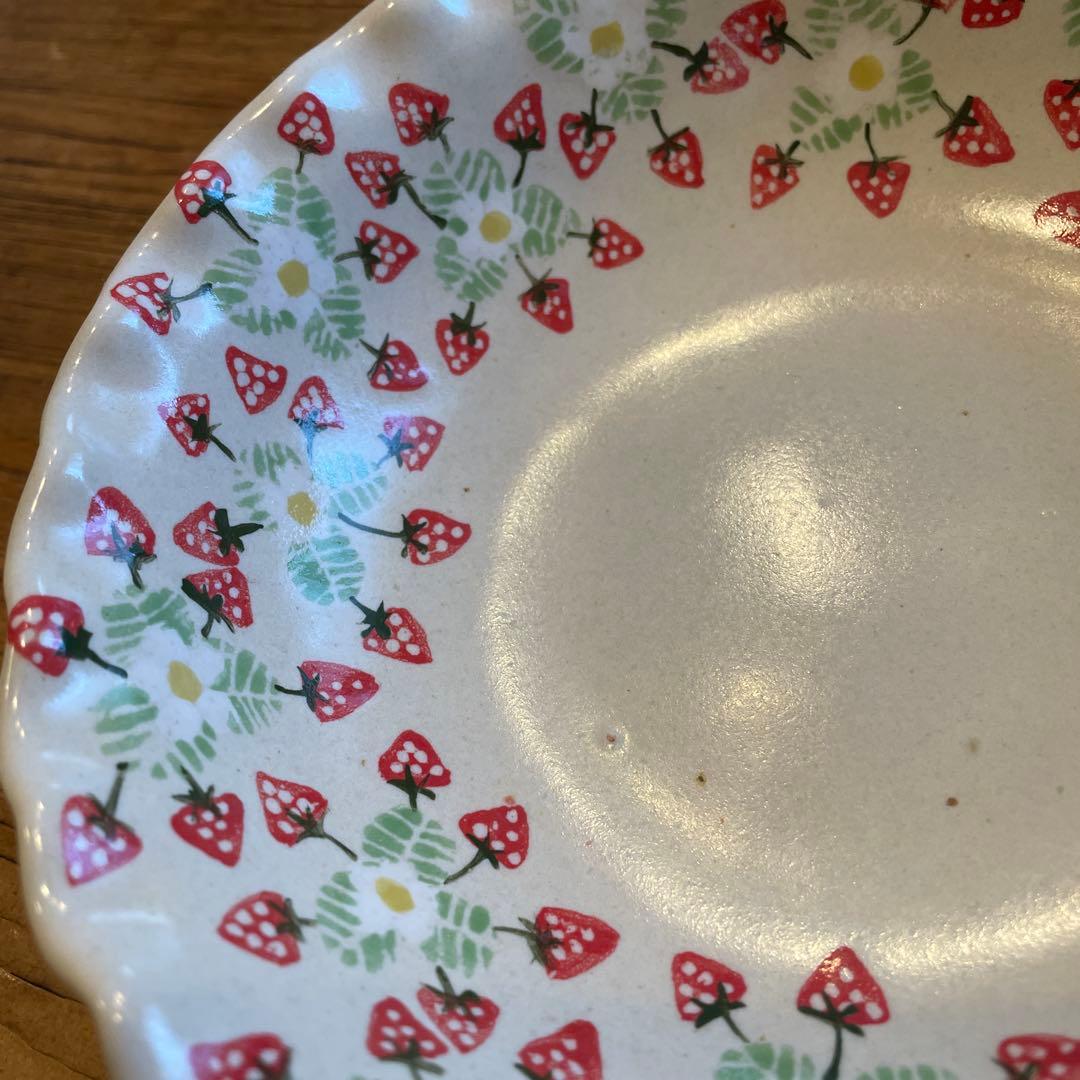 陶芸作家三浦愛子さんいちご模様が可愛い中鉢大鉢2点セット苺ストロベリーポタリー風