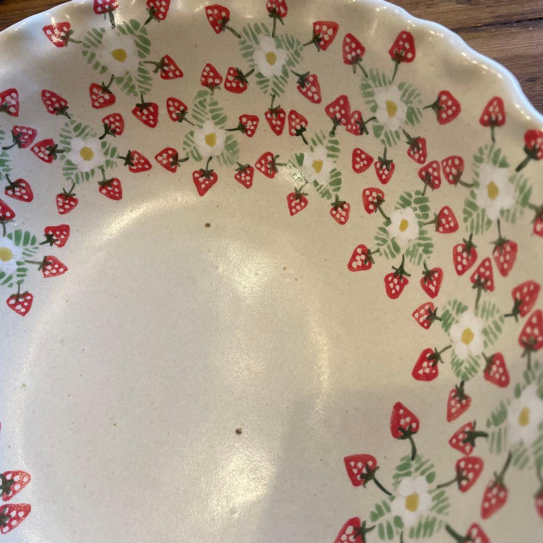 陶芸作家三浦愛子さんいちご模様が可愛い中鉢大鉢2点セット苺ストロベリーポタリー風