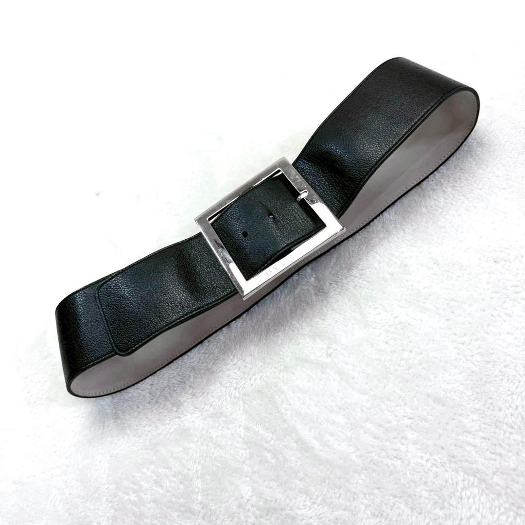 ブルガリ レザー ベルト 黒 太ベルト 本革BVLGARI