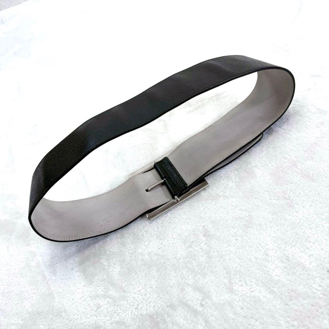 ブルガリ レザー ベルト 黒 太ベルト 本革BVLGARI