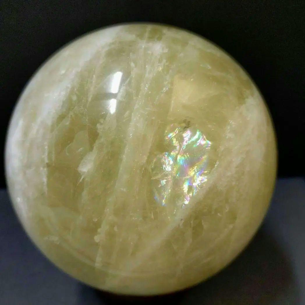 ☆きらりchan☆ 【割引特価】シトリン丸玉　1.5Kg（木製台座付き）