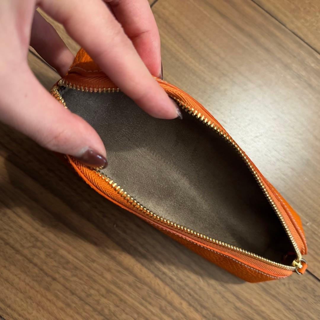 【美品】ボナペンチュラ オレンジ　レザーペンケース