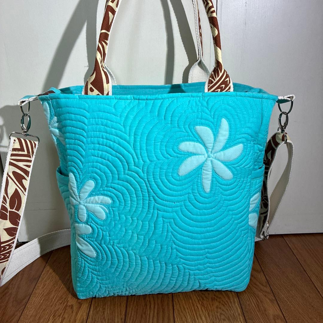 ハワイアン　ミシンキルト　2ウェイバッグ　フラガール