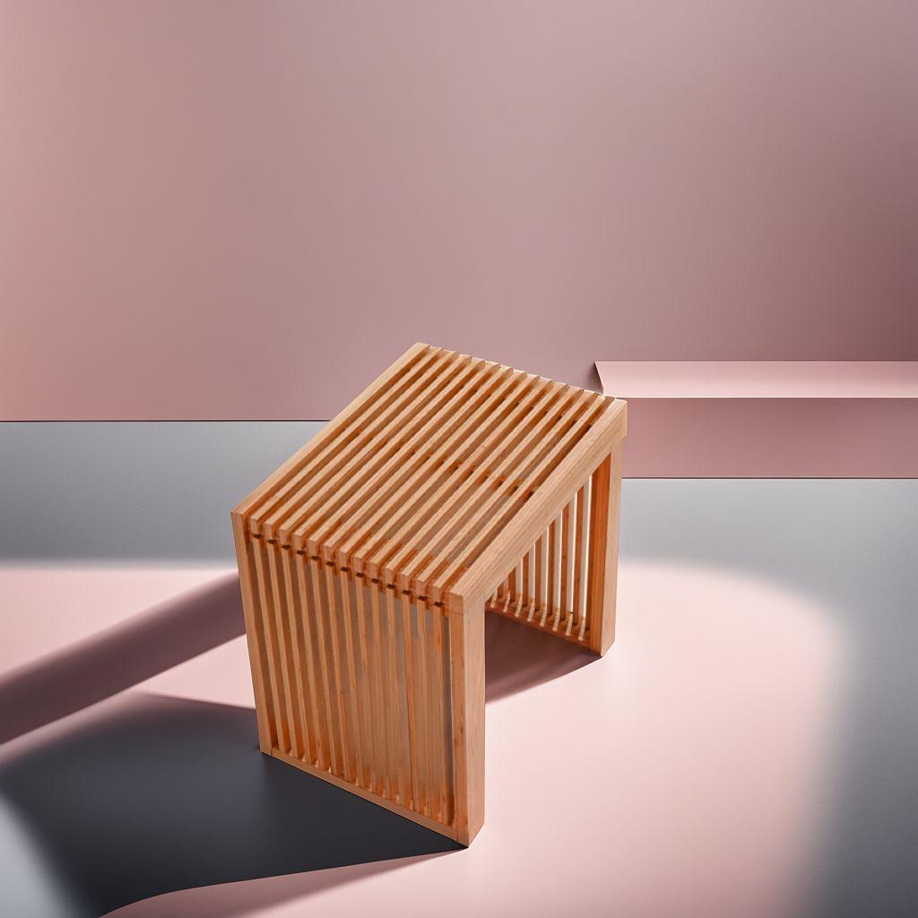 美しいデザインと機能性 コンパクト 1人用 竹製ベンチ