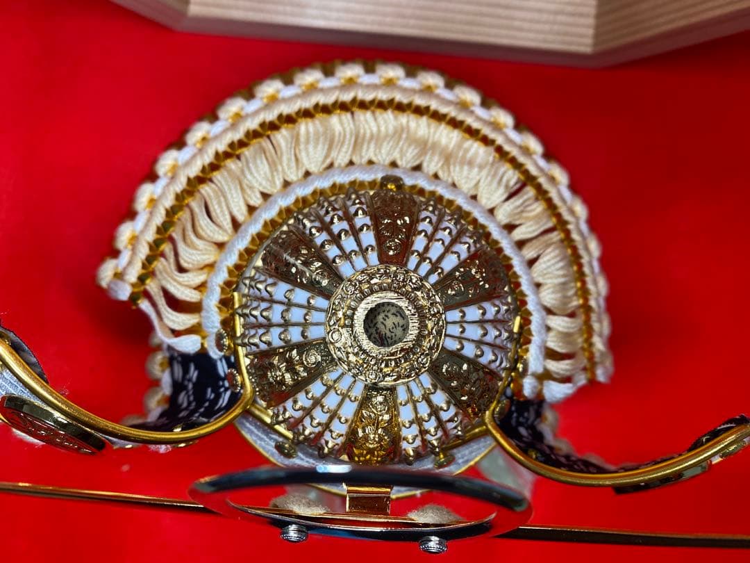 上杉謙信公之兜　東京久月　五月人形　兜飾り　秋田杉　加茂　組子細工