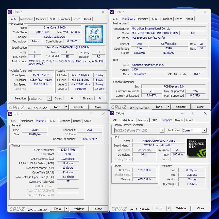 ゲーミングPC　i5-9400 GTX-1080　自作マシーン