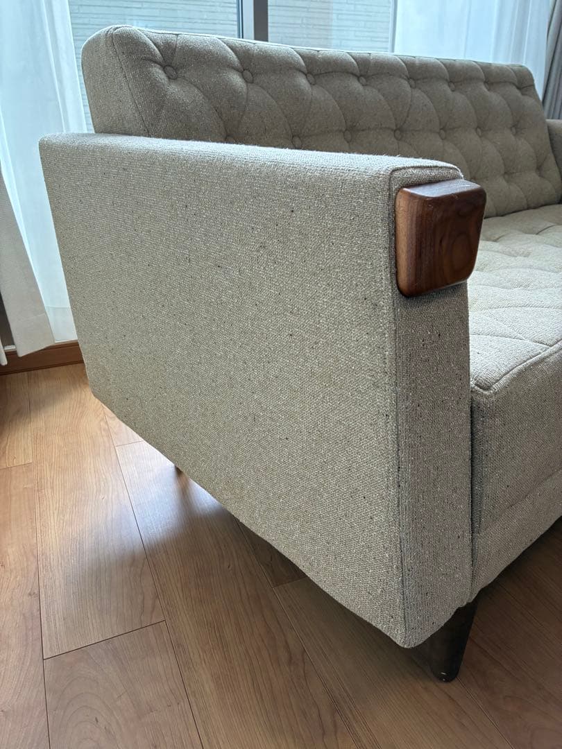 ベージュ ファブリックソファ 2人掛け